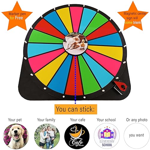 24 Inch Spinning Prize Wheel - 18 Slots Tabletop Roulette Spinner - Dry Erase Marker (Red) N183526