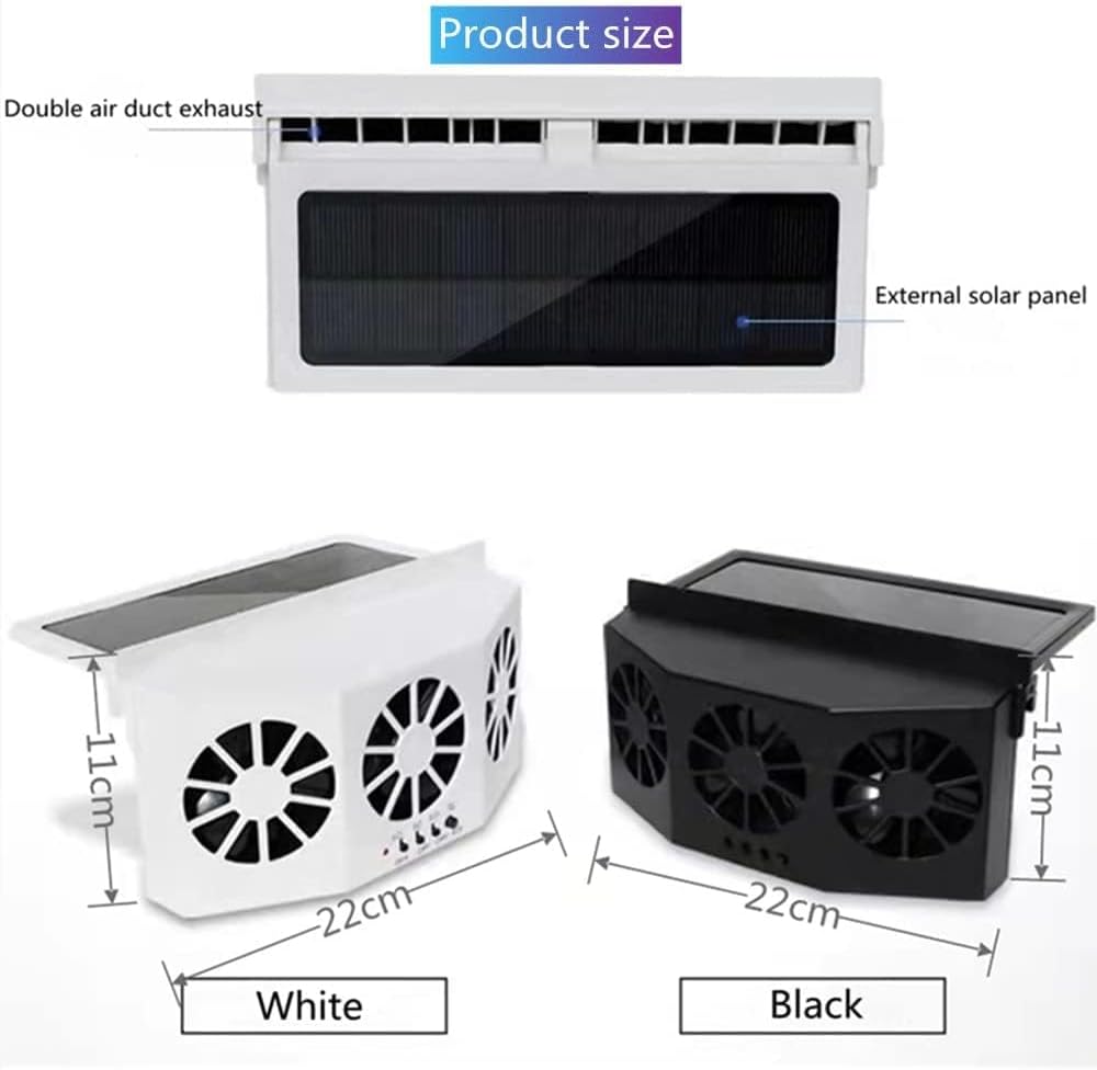 White 12V Solar Powered Car Window Fan J1593
