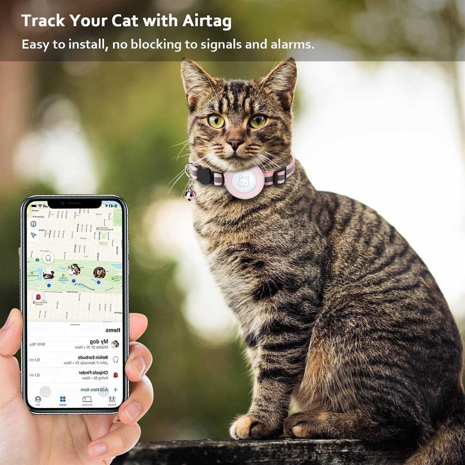 Breakaway Reflective Cat Collar with Air Tag Case D36415
