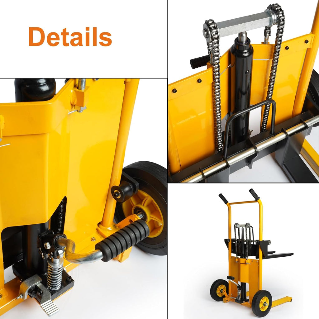 440 lbs Capacity 35" Lift Height Adjustable Forks Fixed Legs Pallet Stacker Z5586