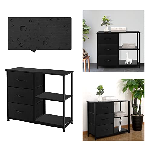 Rustic Brown Fabric 4 Drawer Dresser with 2 Shelves B52795