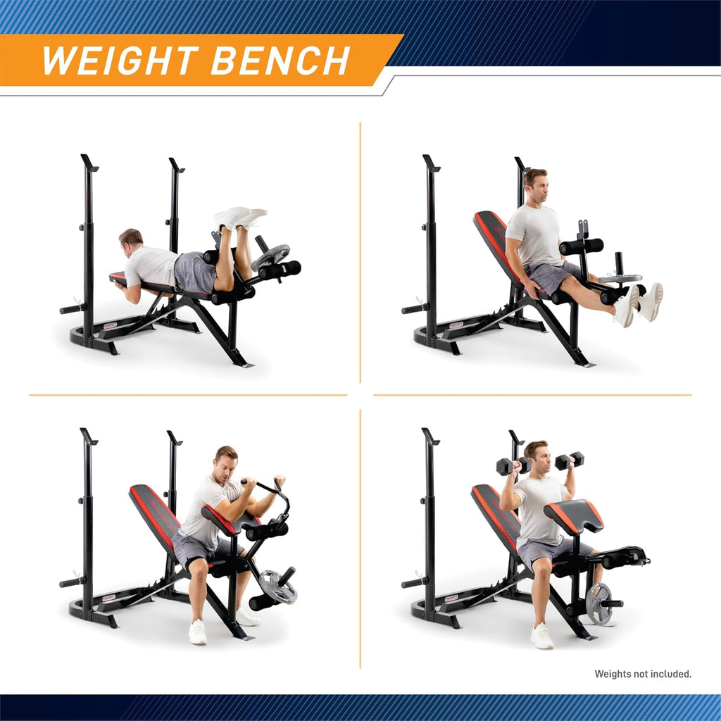 Adjustable Olympic Weight Bench with Leg Developer and Squat Rack N354291