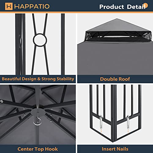 10' X 12' Outdoor Patio Gazebo with Mosquito Netting Dark Brown E27932
