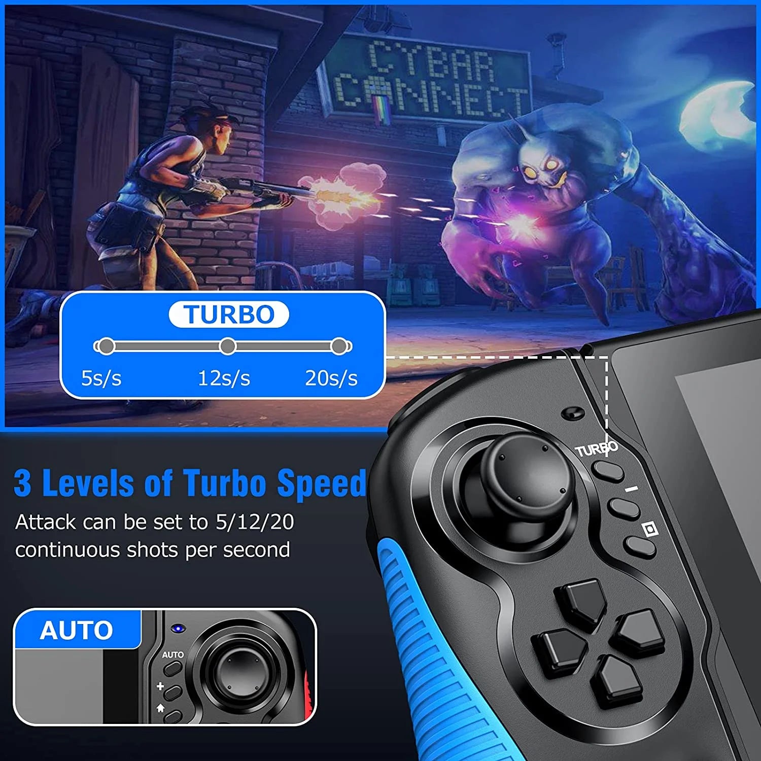 One-Piece Joypad Controller with Adjustable TURBO and Dual Motor Vibration U48620