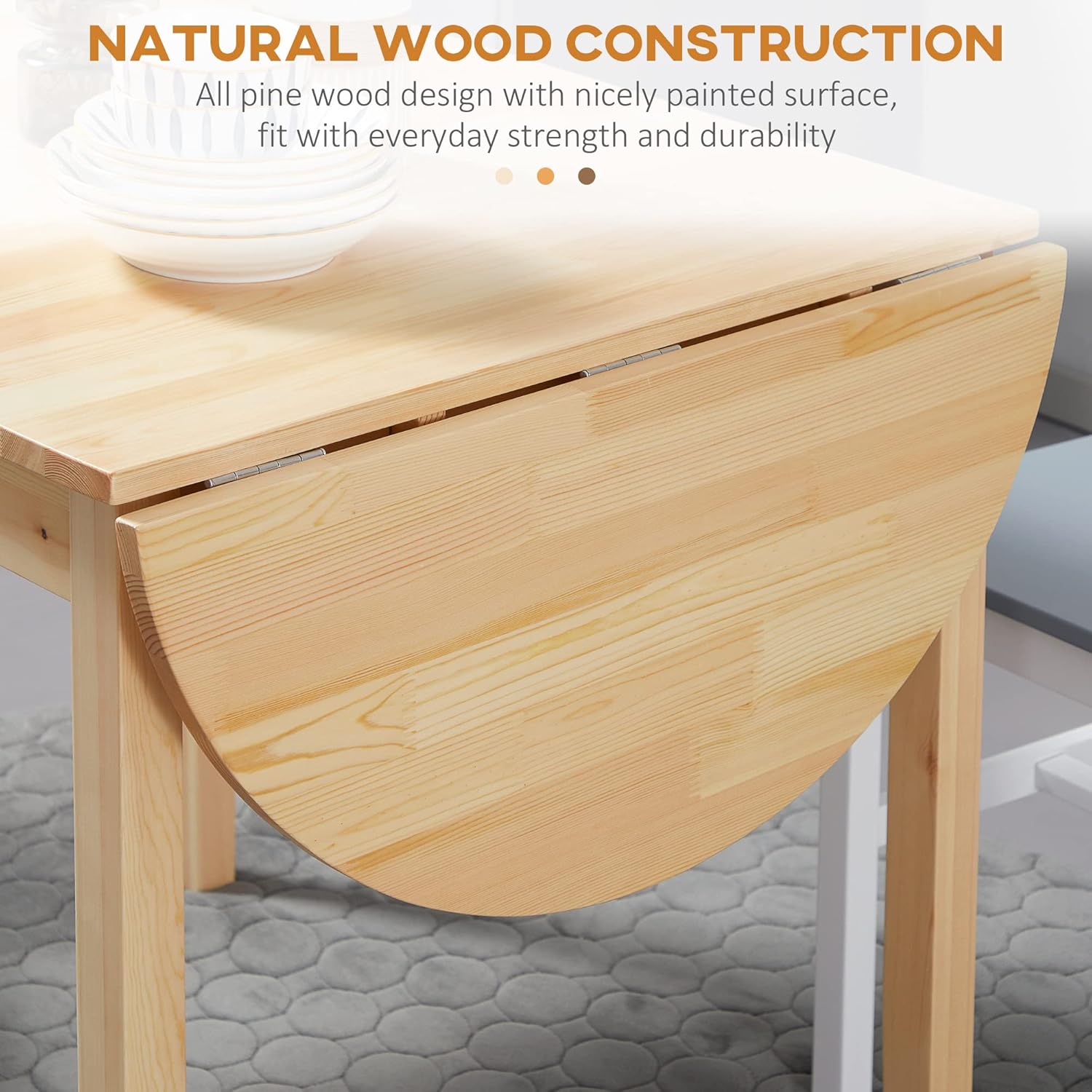 Solid Wood Drop Leaf Dining Table E236