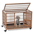 43 Inch Heavy Duty Metal Dog Crate with Wheels and Removable Tray (Black) U53837