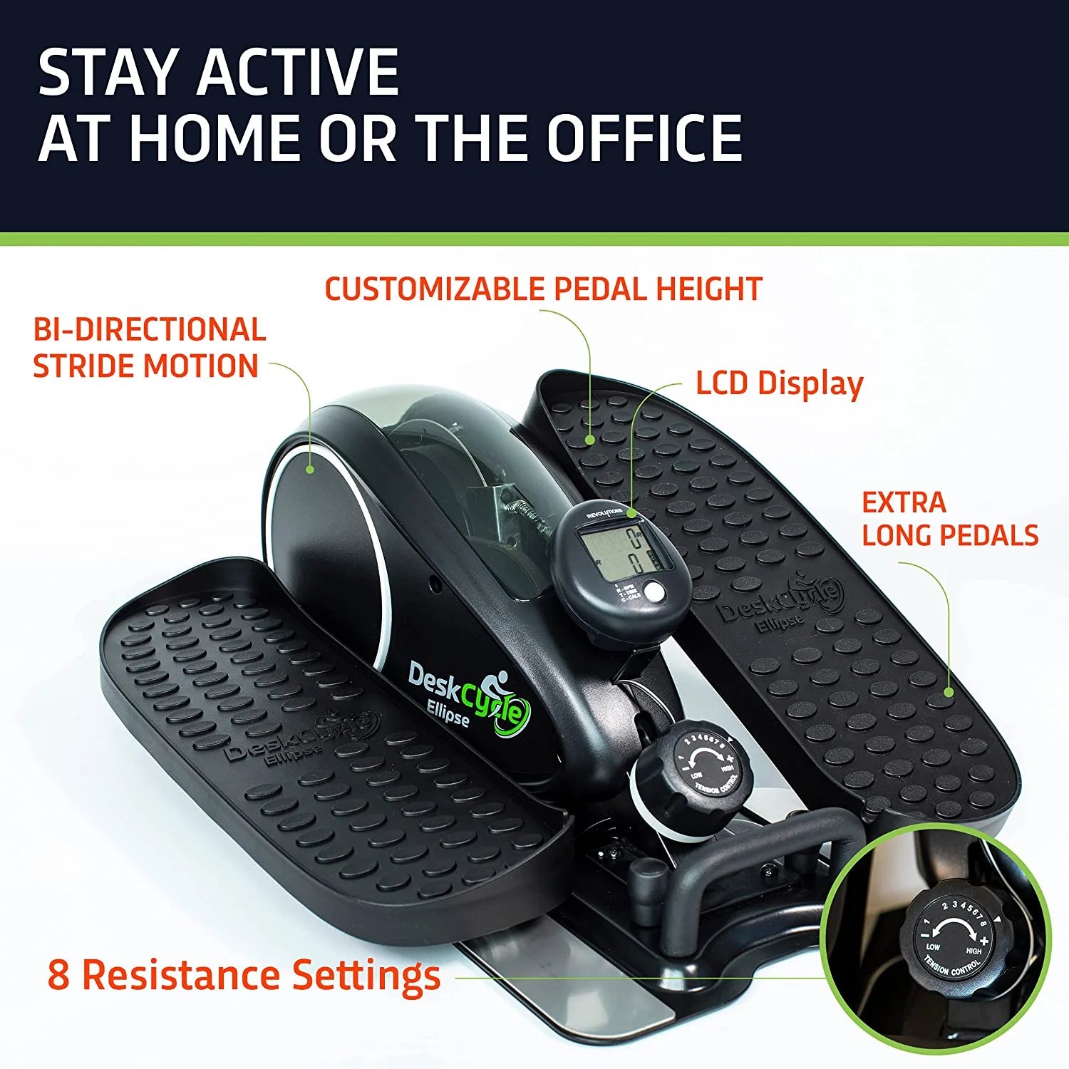 Black Compact Under Desk Elliptical Machine N169897