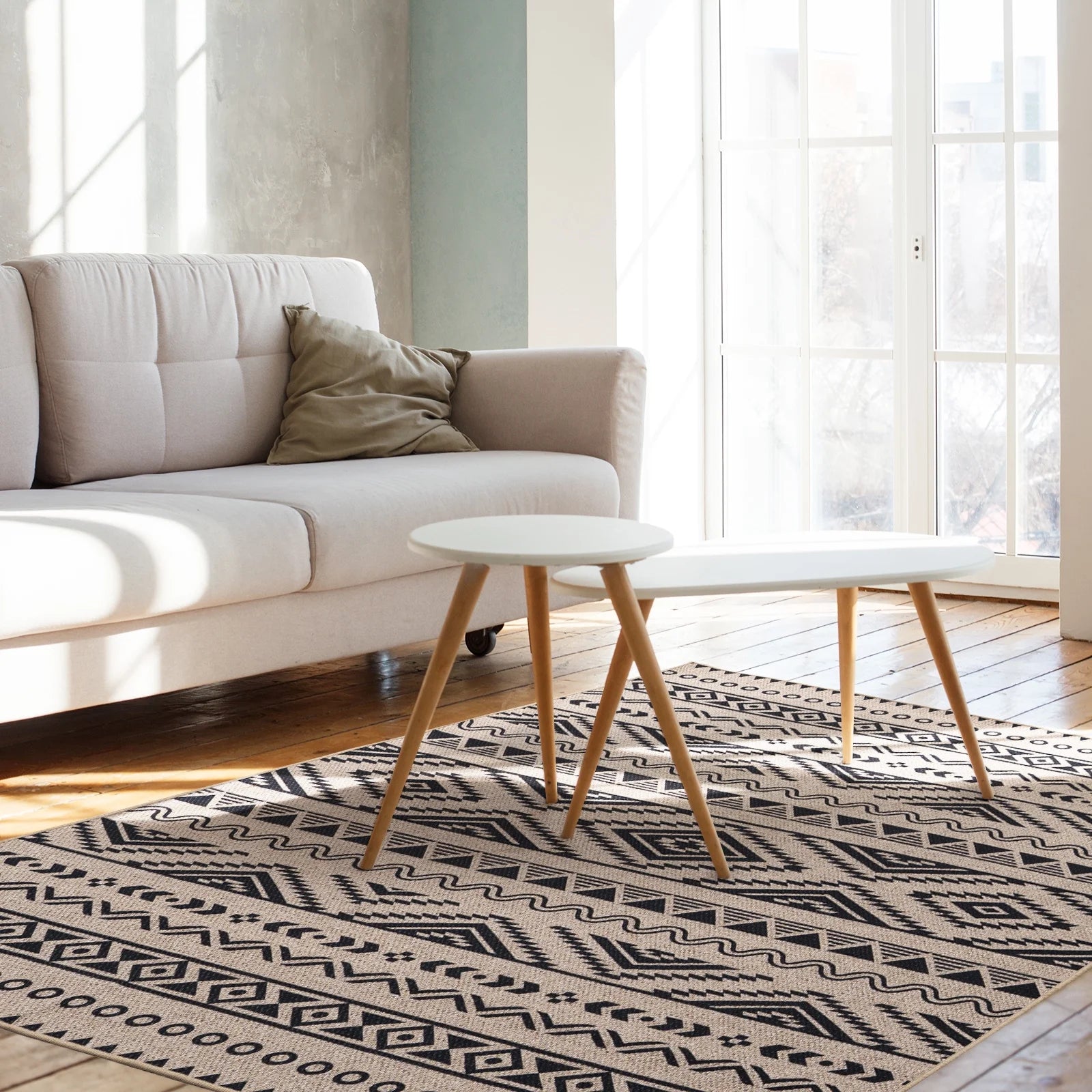 6x9 Washable Non-Slip Geometric Area Rug E539