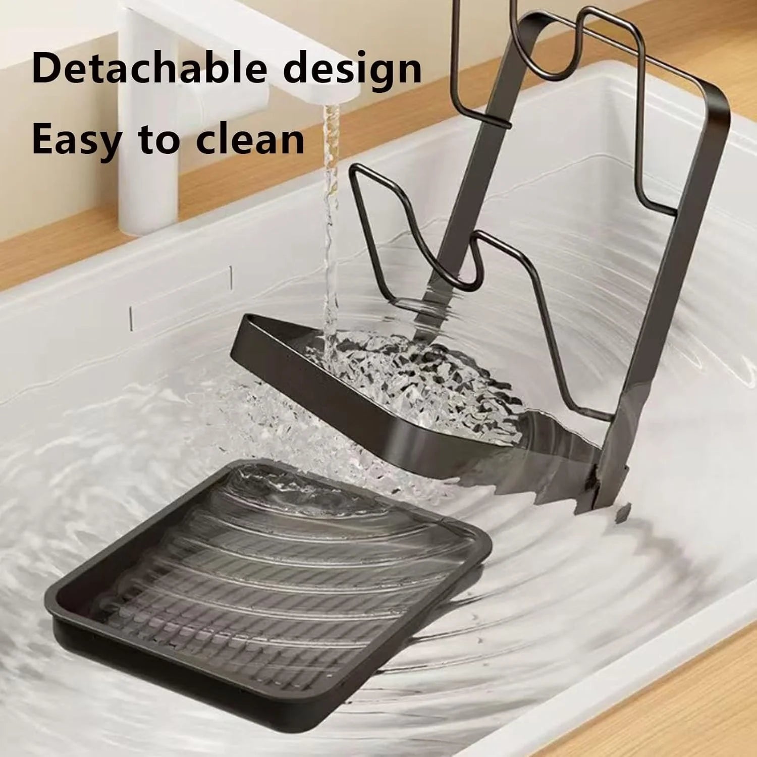 304 Stainless Steel Pot Lid Storage Rack with Removable Drip Tray V20939