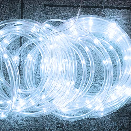 40FT 100 LED Cool White Solar Powered LED Rope Lights Y2866