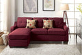 Red Linen Sectional Sofa with 2 Pillows Q82007