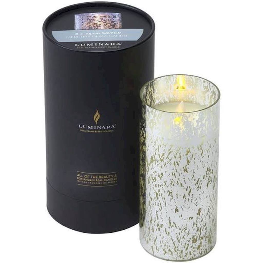 Mercury Glass LED Candle - Silver - 18cm - Black G385499