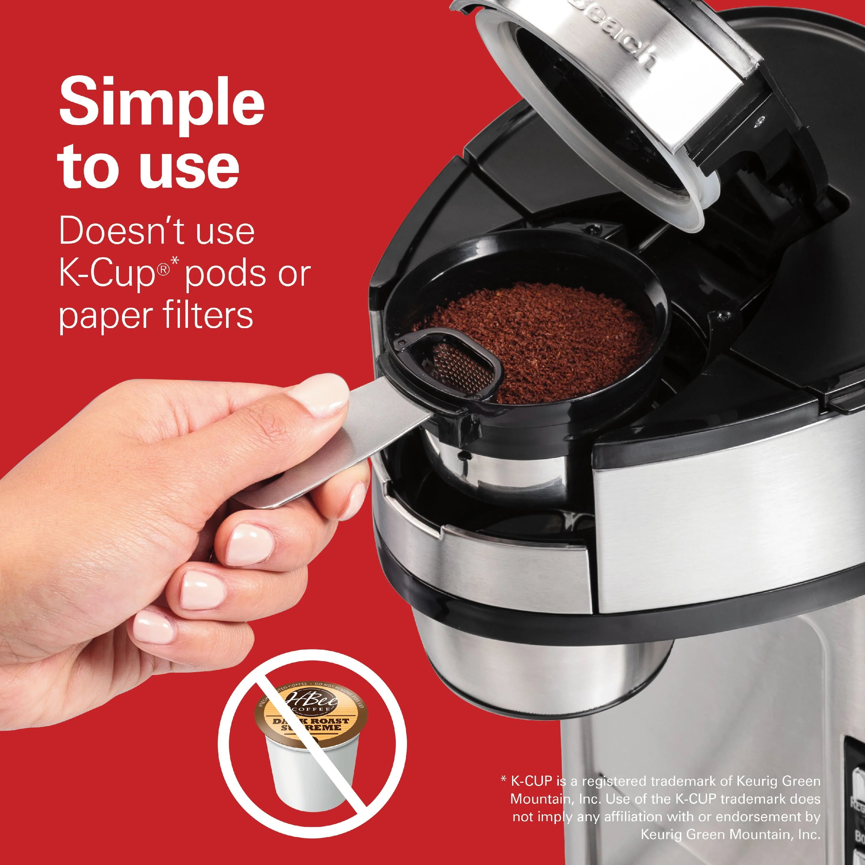 Single-Serve Coffee Maker, 14 oz., Stainless Steel S263146