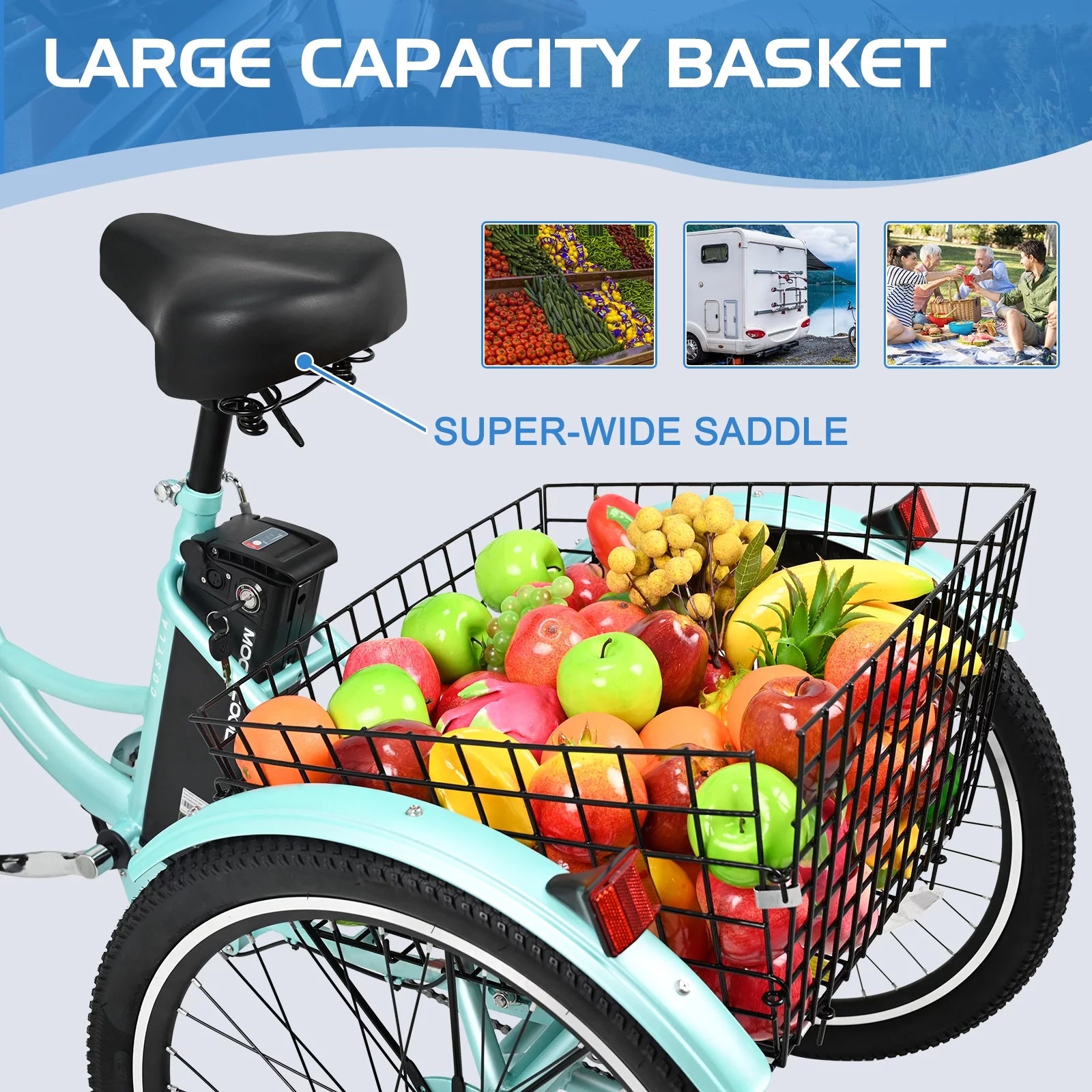 3 Wheel Electric Tricycle with Removable Lithium Battery B2604