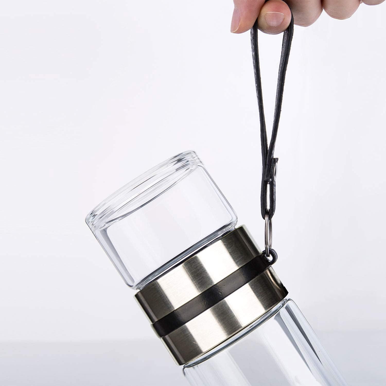 Glass Tea Infuser Bottle Double Wall Borosilicate Portable Travel Tumbler Mug Leakproof 13 OZ N347