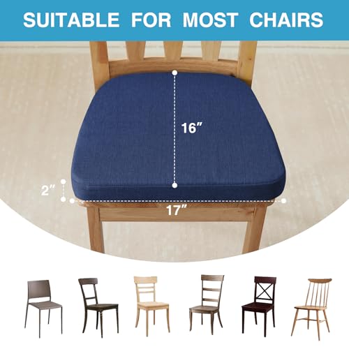 Set of 4 Non Slip Black Chair Cushions 17" x 16" x 2" with Ties N682457