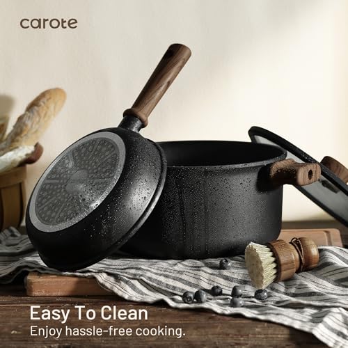 16pcs Non Stick Black Pots and Pans Cookware Set K70636