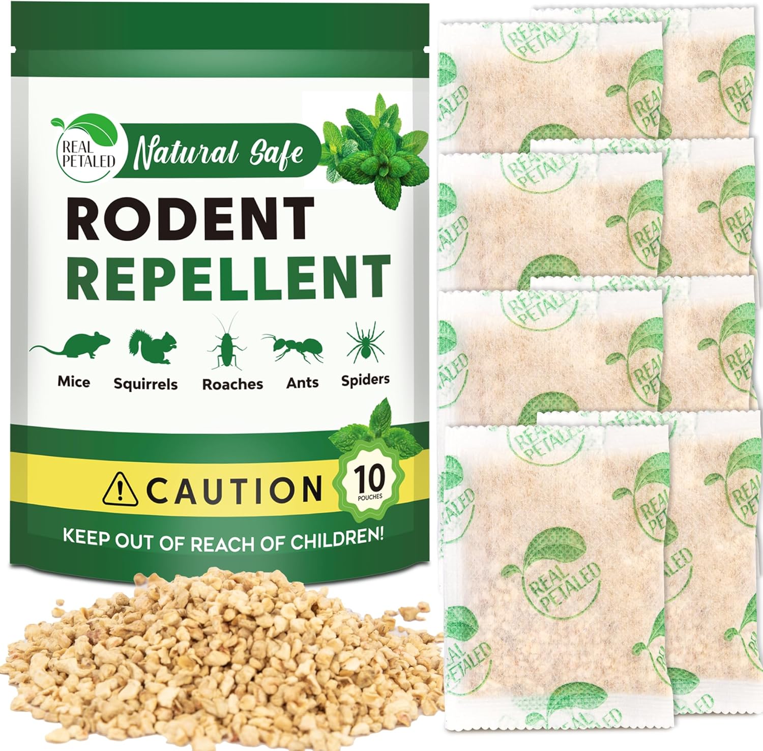 Natural Peppermint Oil Rodent Repellent Pouches, 10 Pouches T85831