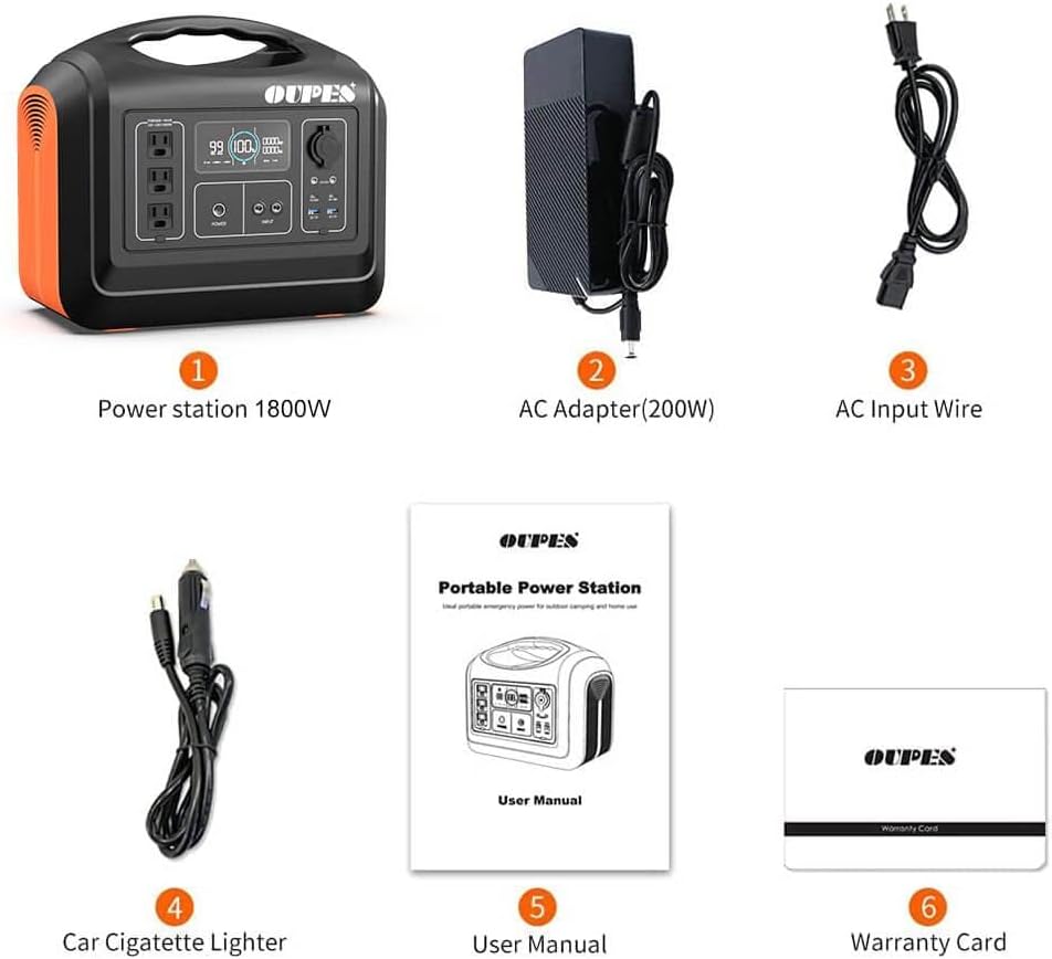 1800W Solar Generator 1488Wh LiFePO4 Battery Backup with 3x120V Pure Sine Wave AC Outlets E35395