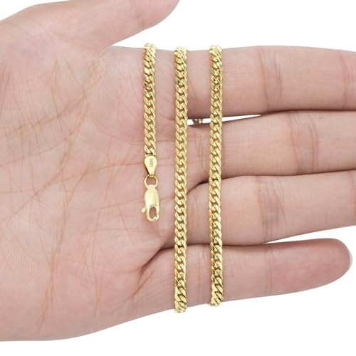14k Yellow Gold Solid Miami Cuban Link Chain Necklace E348015