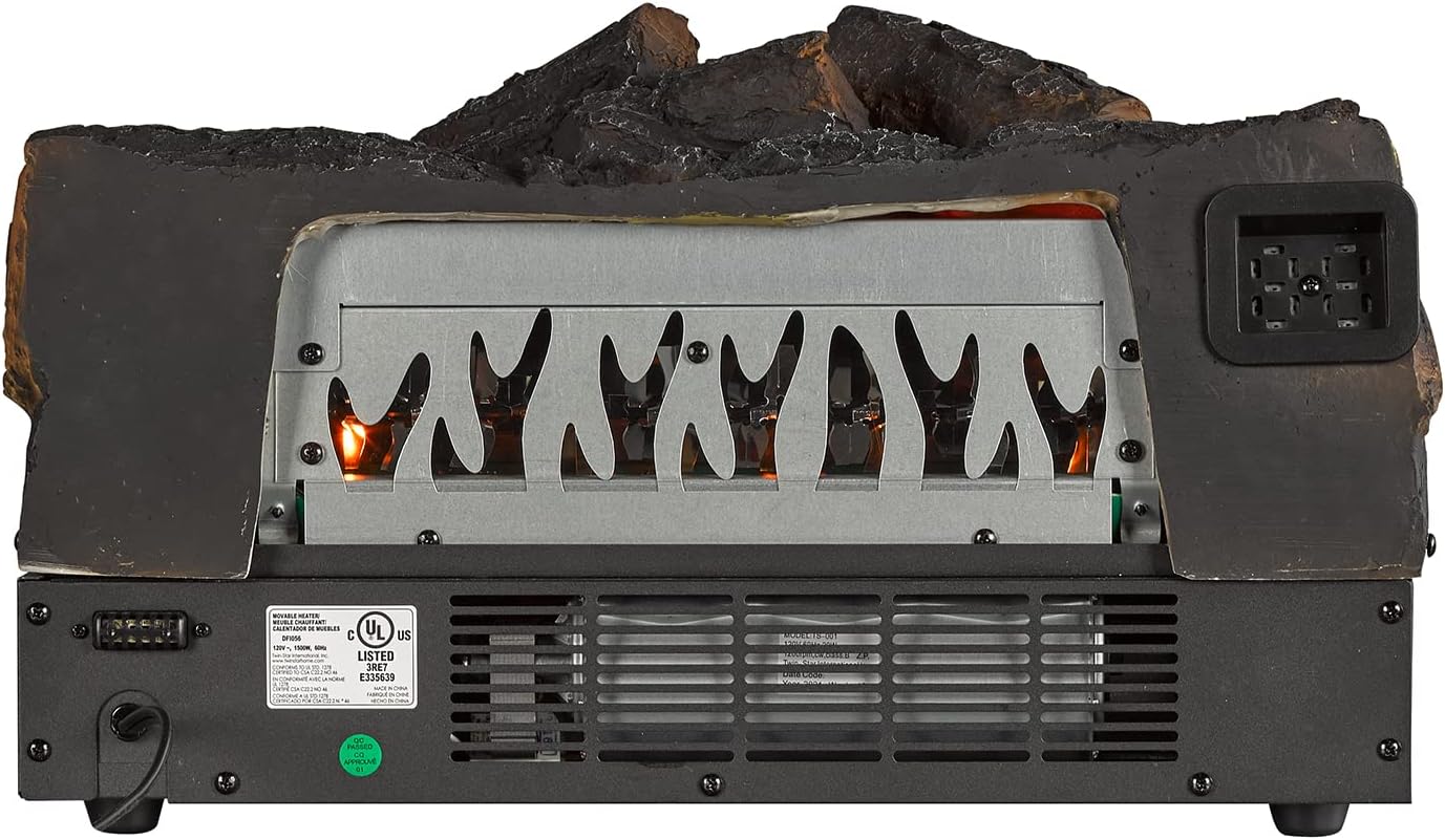 Rustic Pine Electric Log Set Heater with Remote Control X26935