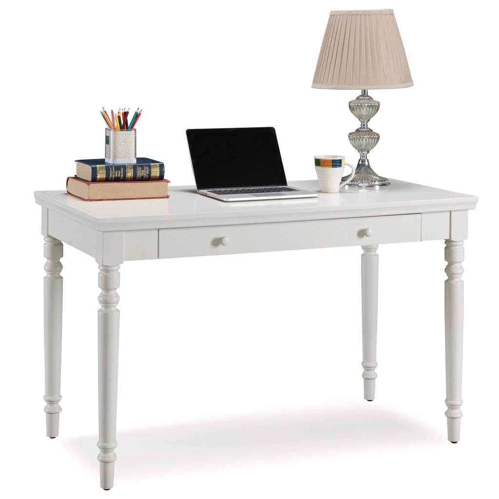 Cottage White Writing Desk with Center Keyboard Drawer J157457
