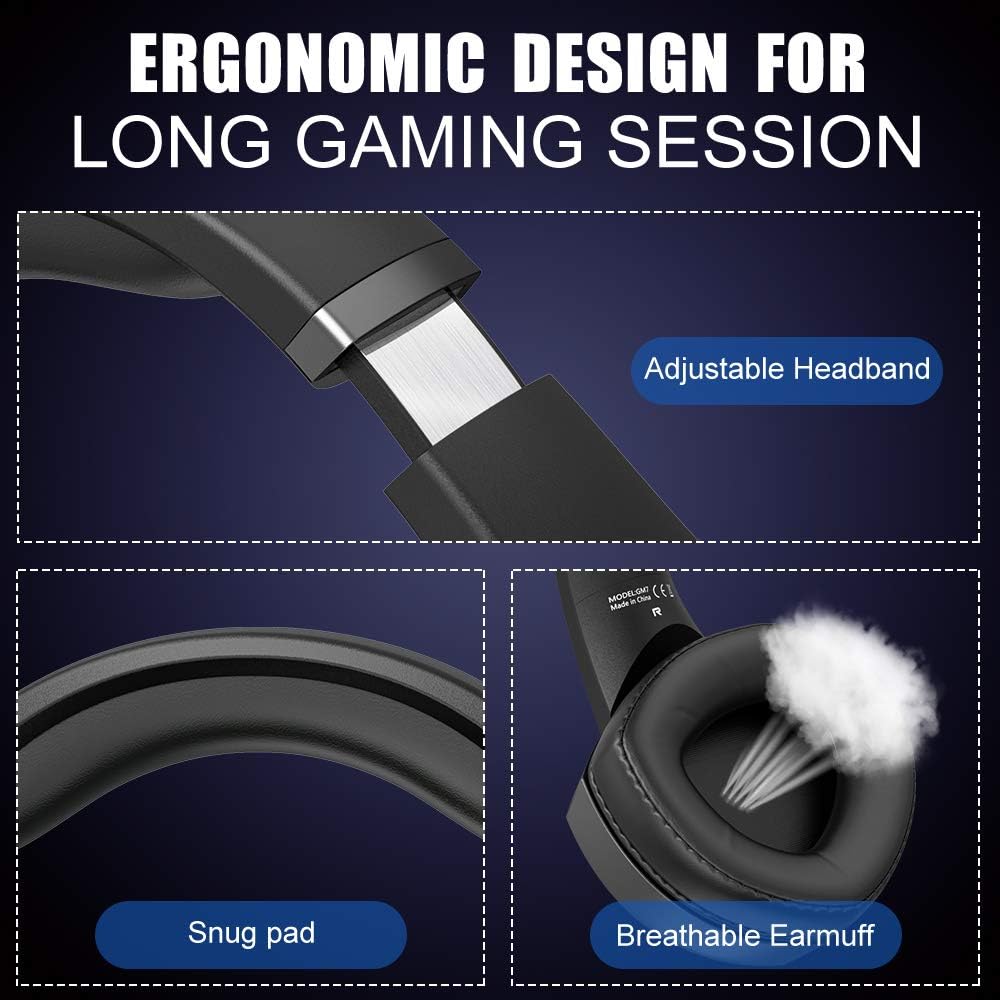 Gaming Headset Headphones with Noise Canceling Microphone LED RGB Light (Black) X6594