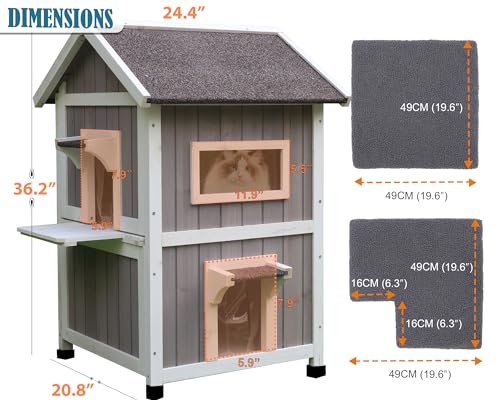 Large Outdoor Wooden Cat House with Escape Door B379