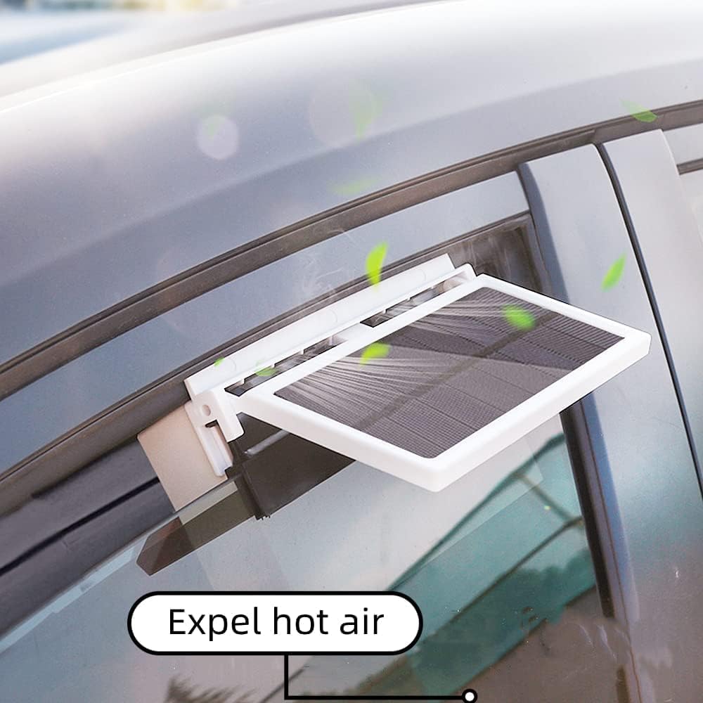 White 12V Solar Powered Car Window Fan J1593