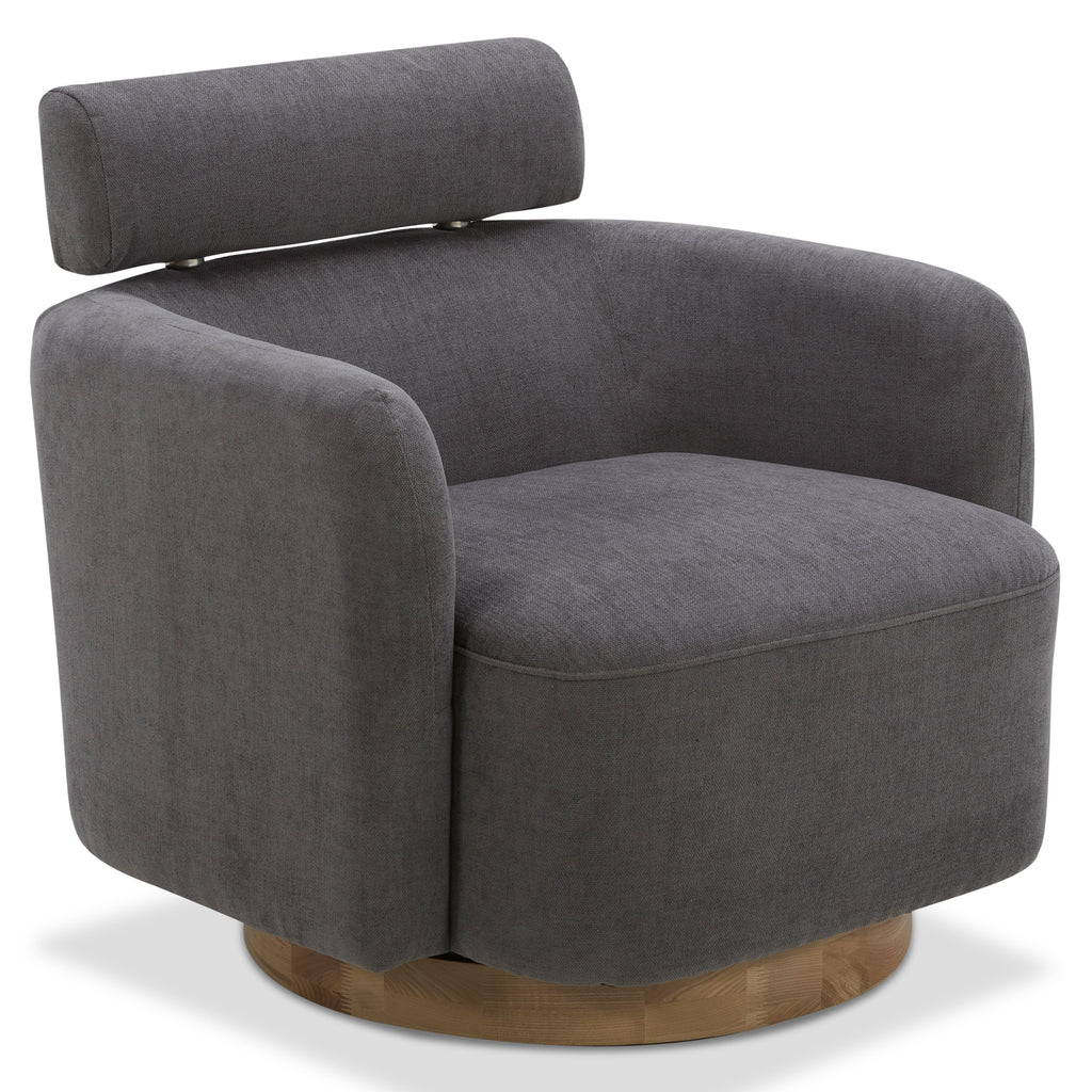 Dark Gray Fabric Swivel Accent Barrel Chairs with Adjustable Backrest C2070