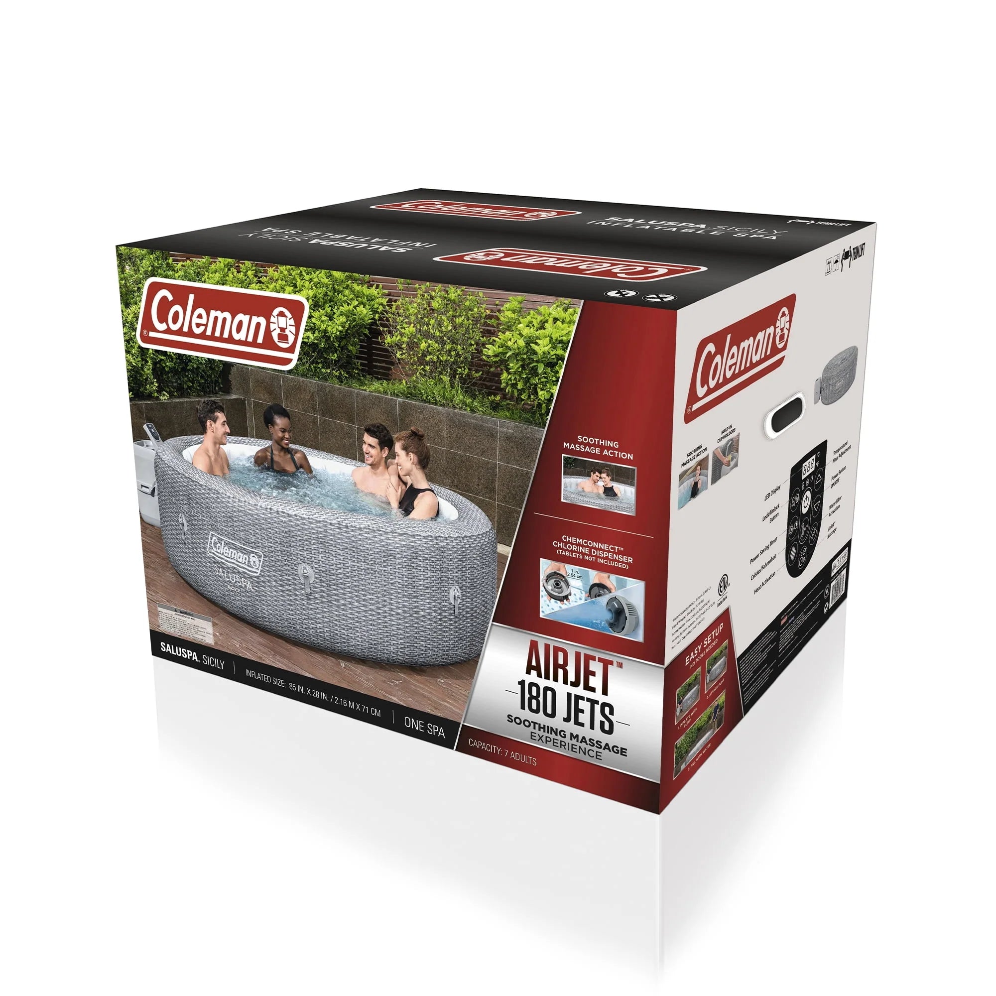 Black Inflatable Round Hot Tub with 60 Jets T8095
