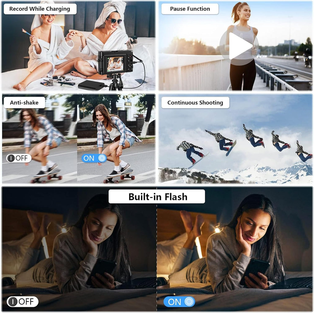48MP 4K Digital Camera with 3'' Flip Screen 16X Digital Zoom D1638