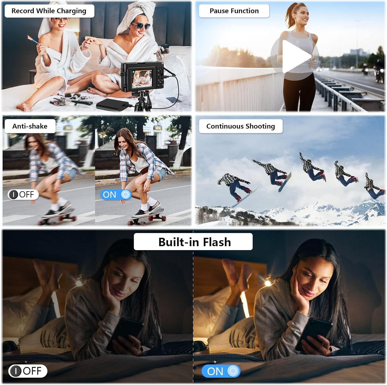 48MP 4K Digital Camera with 3'' Flip Screen 16X Digital Zoom D1638