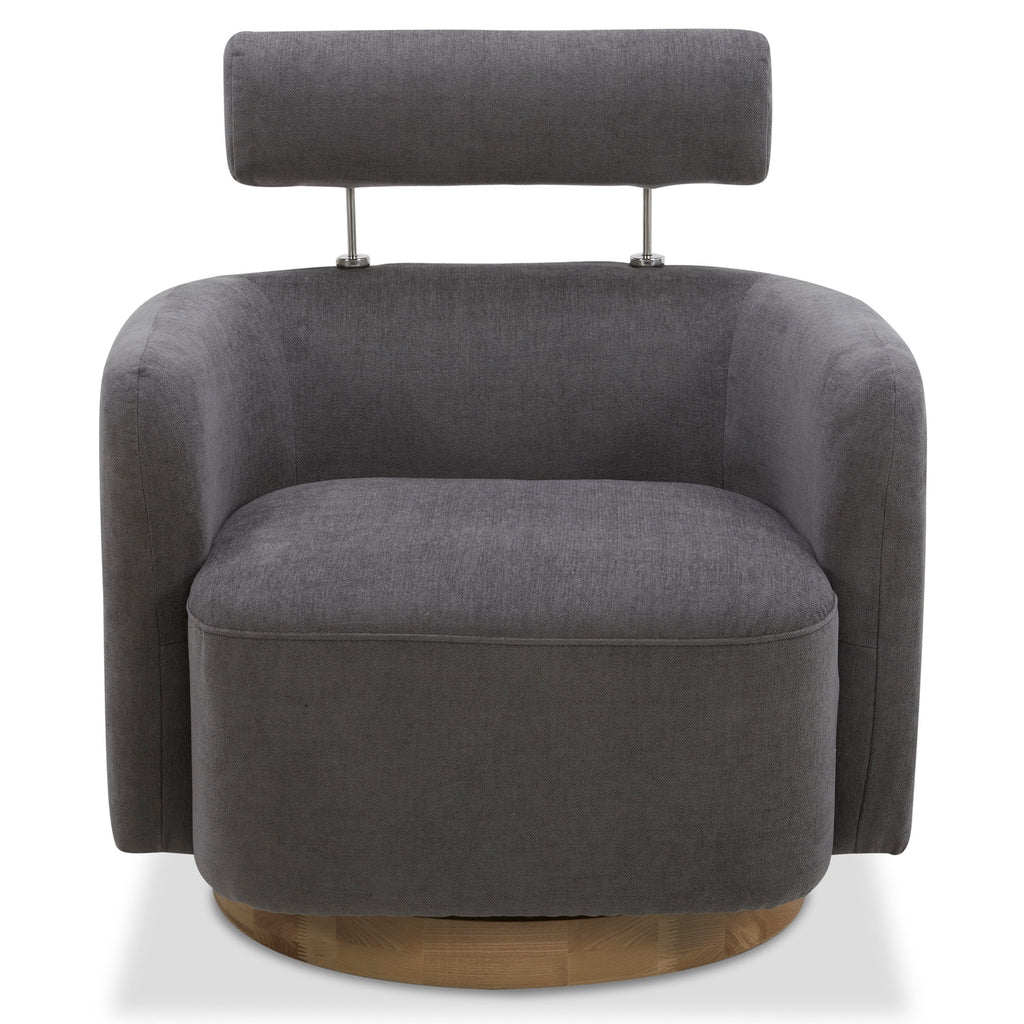 Dark Gray Fabric Swivel Accent Barrel Chairs with Adjustable Backrest C2070