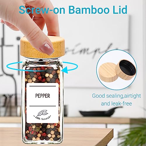 4 oz Glass Spice Jars with Bamboo Lids, 24 Pack G940