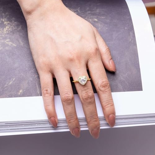 1.12 Carat Heart-Shaped Moissanite Rings with 18K White Gold Plated 925 Sterling Silver M278241