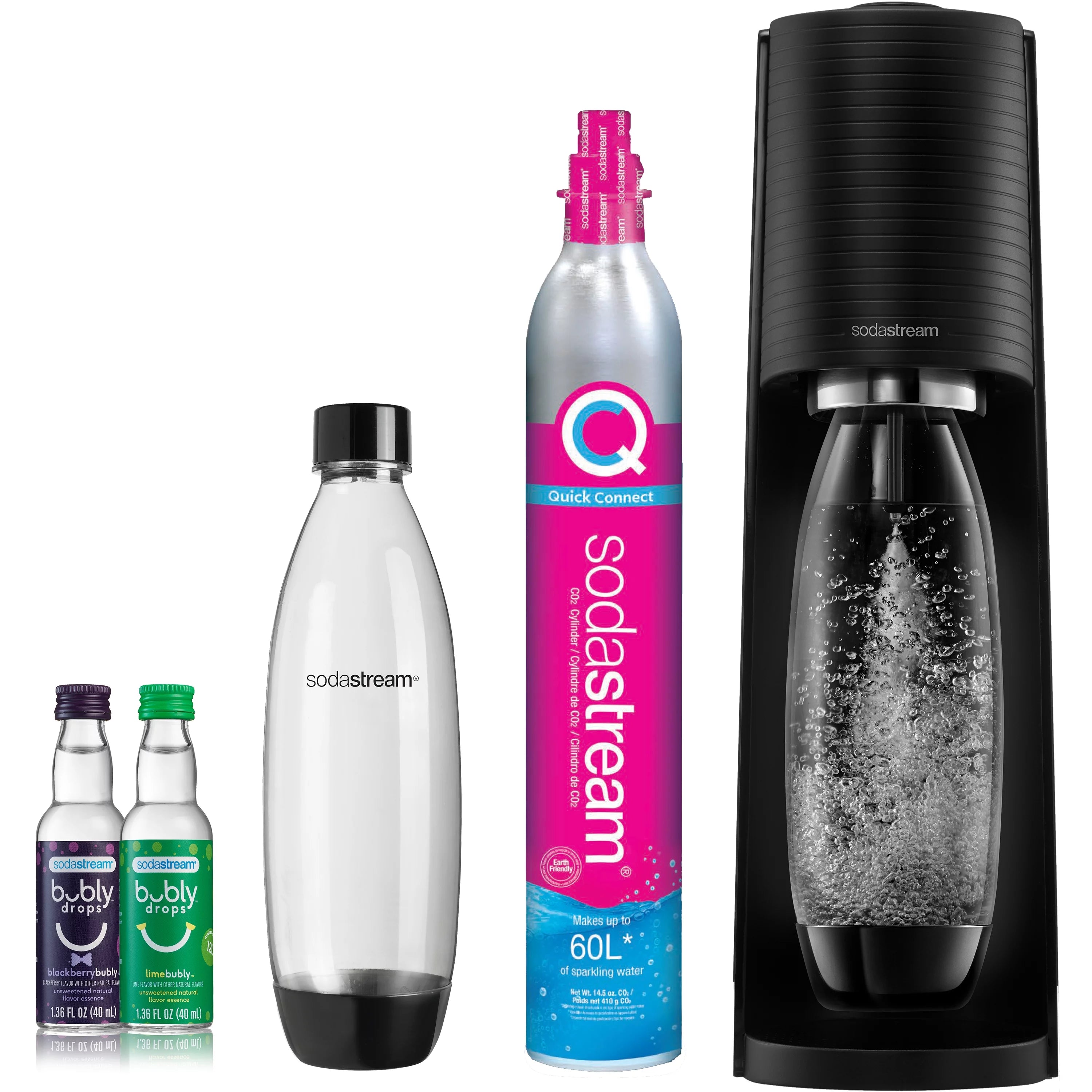Sparkling Water Maker Bundle with CO2, 2 Bottles and 2 bubly Drops Flavoring F3188