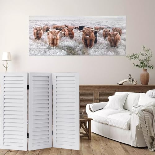 White 3 Panel Wood Folding Room Divider H9239