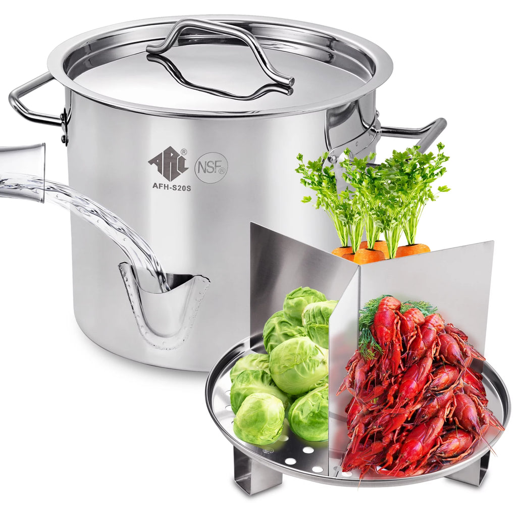 10 Gallon 40QT Stainless Steel Stock Pot with Lid & Steamer Rach E63836