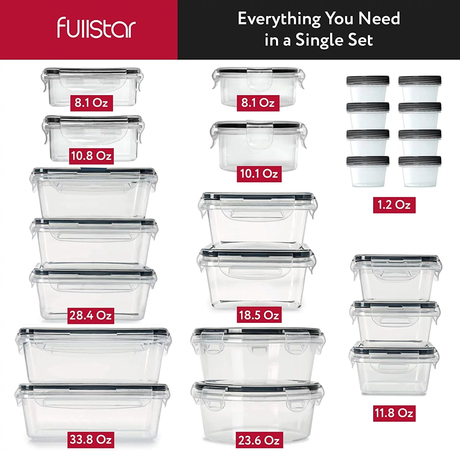 50 Pcs Airtight Food Storage Container Set with Lids N7711