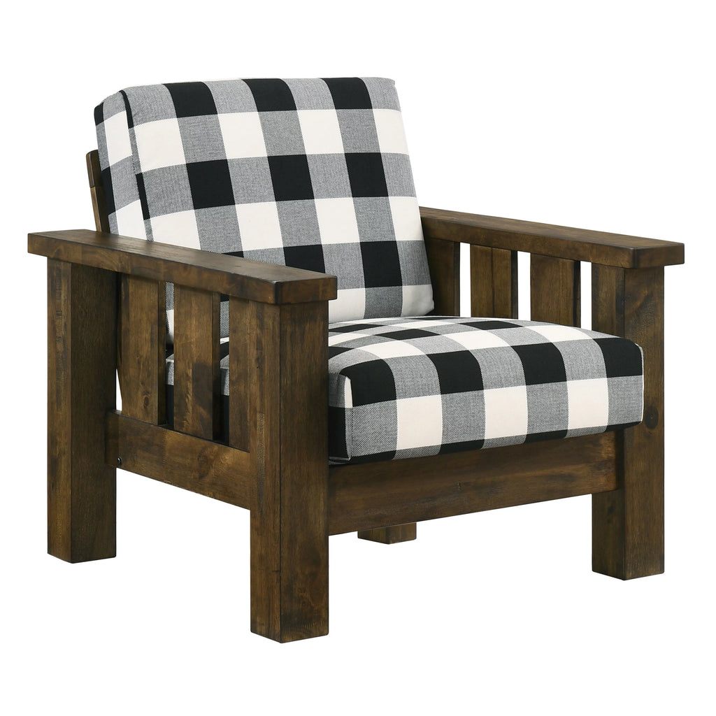 Rustic Oak Linen Fabric Padded Accent Chair C808