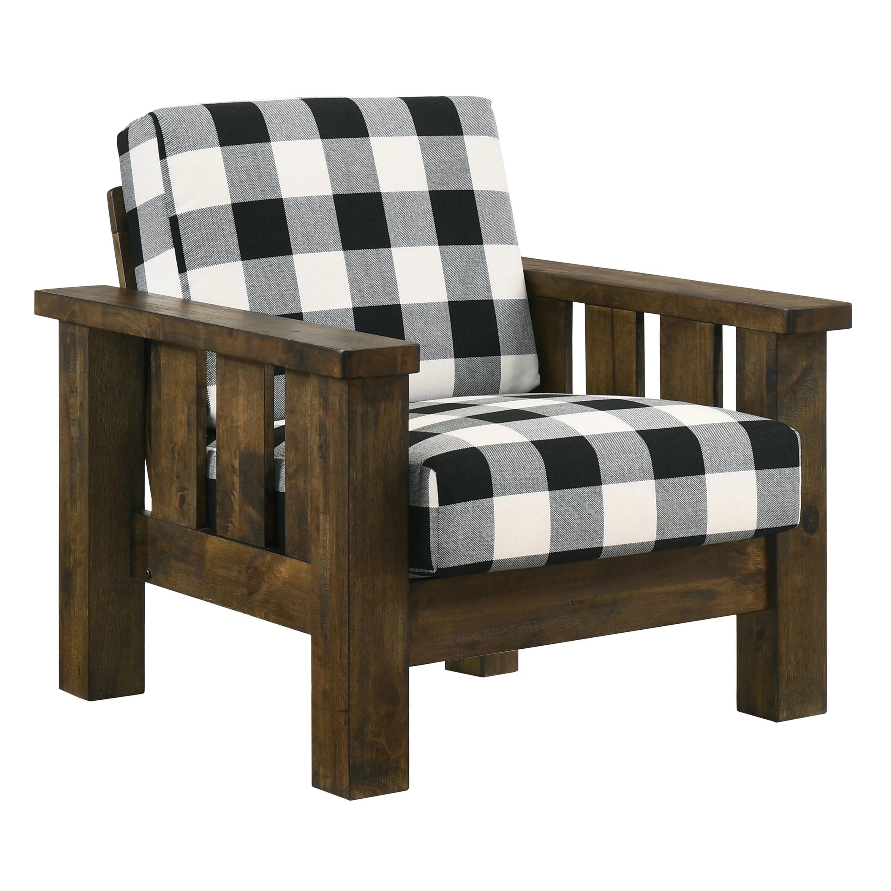 Rustic Oak Linen Fabric Padded Accent Chair C808
