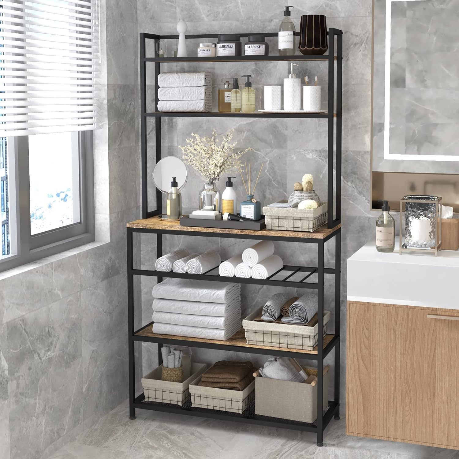 Industrial Kitchen Baker's Rack Microwave Oven Stand Kitchen Pantry Shelf Free Standing Utility Storage Cabinet Sideboard Y829