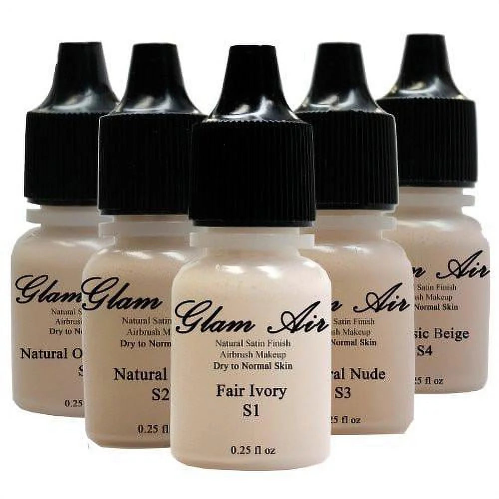 Airbrush Water-based Foundation 0.50 Fl. Oz. Bottles in 5 Assorted Light Satin Shades L8803