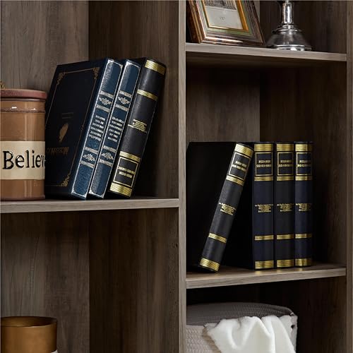 Gray Wash Tall Storage Cabinet with Doors and Open Shelves F286