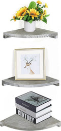 Rustic White Set of 3 Wall Mounted Wood Corner Shelves G889