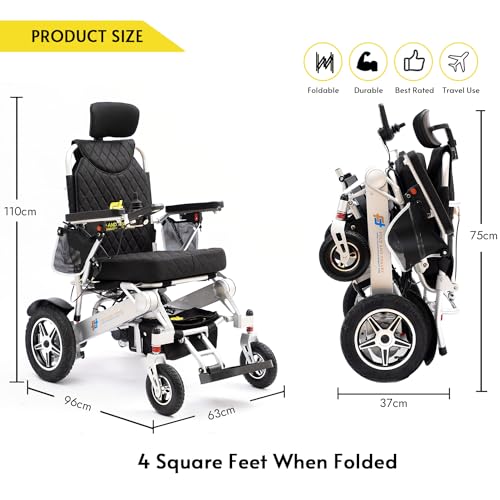 Lightweight Foldable Electric Wheelchair with Blue Seat H85227