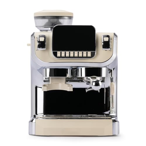 Espresso Machine with Milk Frother, Semi Automatic Coffee Machine with Grinder, 15 Bar Pressure Pump K443