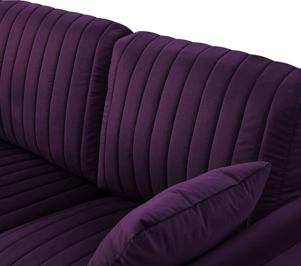 Purple Velvet Accent Chair with Gold Legs Z22361