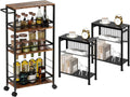Small End Table Set of 2 & 4-Tier Narrow Kitchen Storage Carts I940